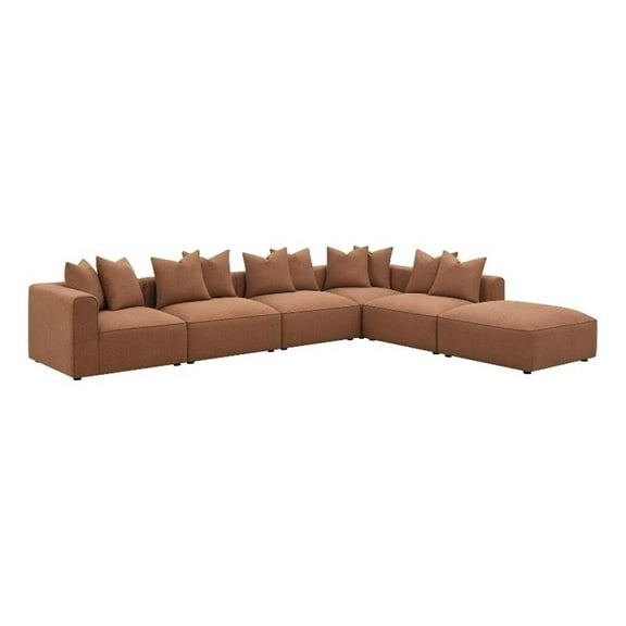 Pemberly Row 6-piece Fabric Upholstered Modular Sectional Terracotta