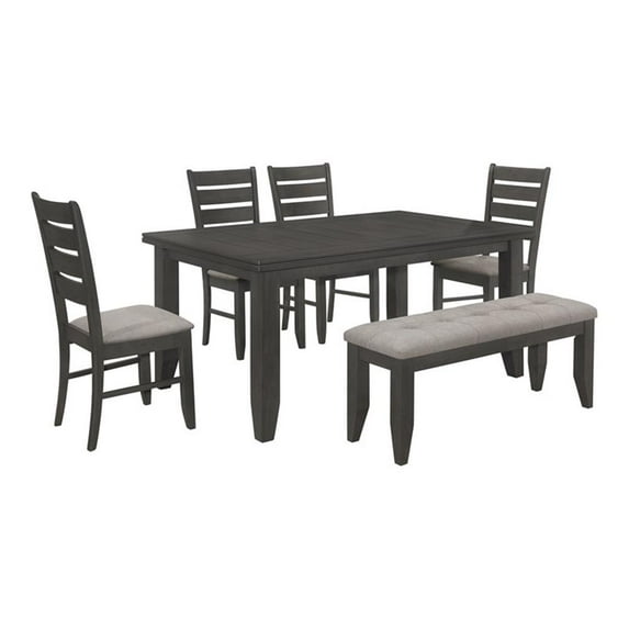 Pemberly Row 6-piece Transitional Wood Rectangular Dining Set in Gray