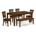 thumbnail image 1 of Pemberly Row 6-piece Wood Dining Set with Bench in Espresso, 1 of 8