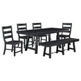 thumbnail image 1 of Pemberly Row 6-piece Wood Trestle Table Dining Set with Bench Black, 1 of 16