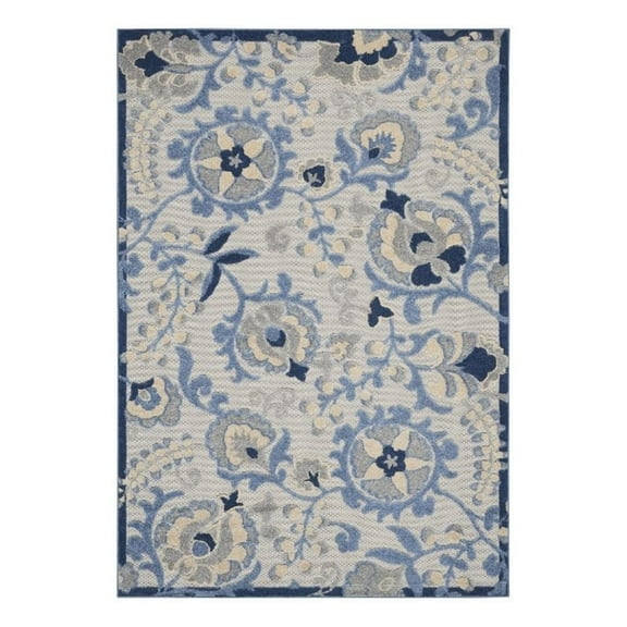 Pemberly Row 6' x 9' Blue Gray Fabric Farmhouse Area Rug (6' x 9')