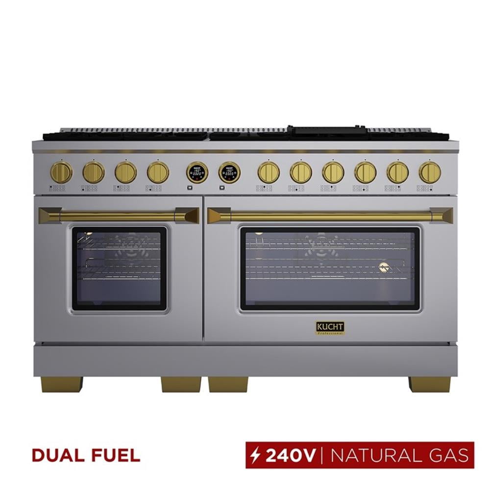 Pemberly Row 60" 7.9 cu. ft. 10 Burners Dual Fuel Range for Natural Gas in Steel