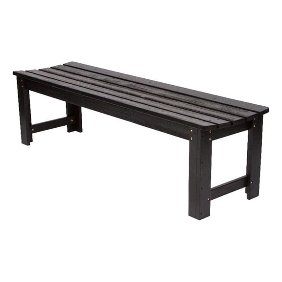 Pemberly Row 60" Cedar Wood Backless Patio Porch Garden Bench in Black