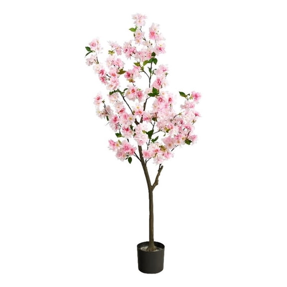 Pemberly Row 60" Cherry Blossom Artificial Tree in Pink/Black