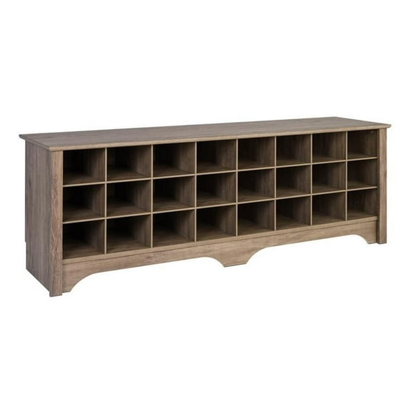 Pemberly Row 60" Contemporary Shoe Cubby Bench in Drifted Gray