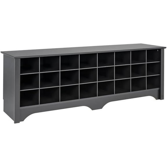 Pemberly Row 60" Contemporary Shoe Cubby in Black
