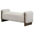 thumbnail image 1 of Pemberly Row 60" Fabric Upholstered Bench Sand Beige with Ash Wood Frame, 1 of 7