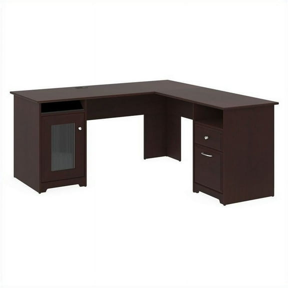 Pemberly Row 60" L-Shaped Computer Desk in Harvest Cherry