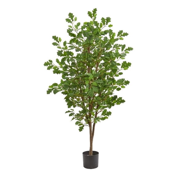 Pemberly Row 60" Oak Artificial Tree with Glazed Planter in Green/Black