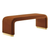 Pemberly Row 60" Performance Velvet Waterfall Long Bench in Brass Rust