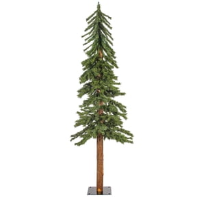 Pemberly Row 60" Plastic Natural Bark Alpine Artificial Christmas Tree in Green