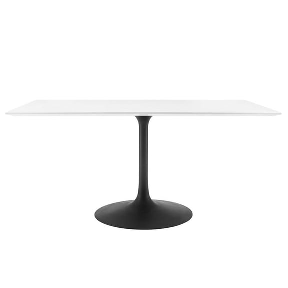 Pemberly Row 60" Rectangle Lacquered MDF Dining Table in Black/White
