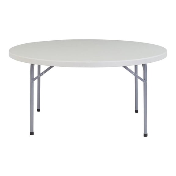 Pemberly Row 60" Round Plastic Heavy Duty Folding Table in Speckled Gray