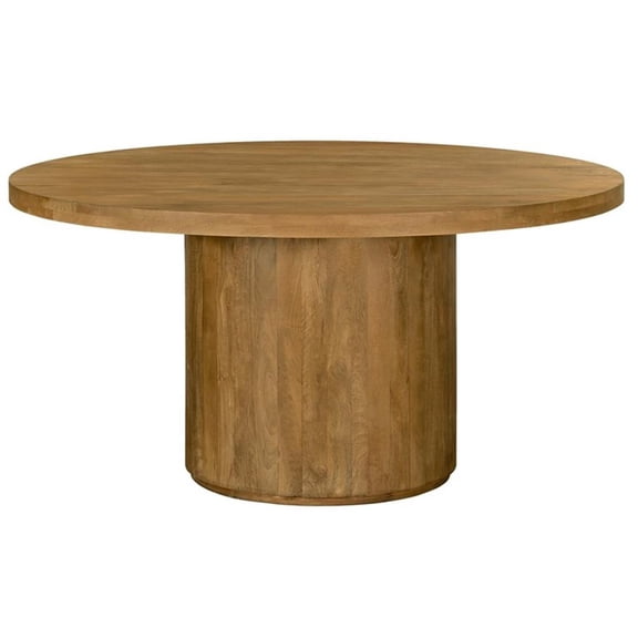 Pemberly Row 60" Round Solid Mango Wood Dining Table in Spice Tan