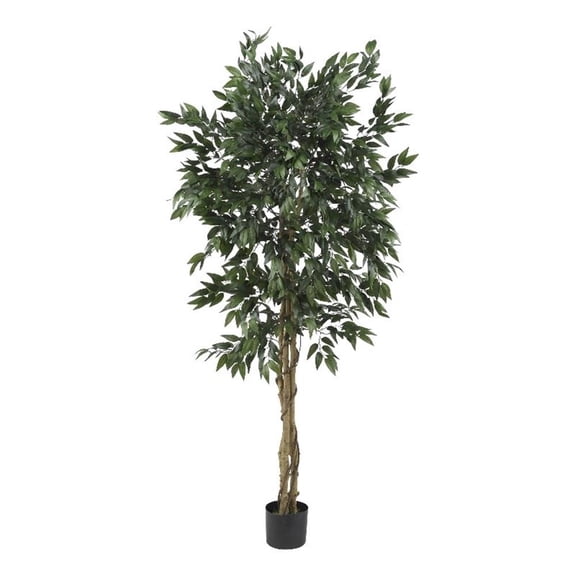 Pemberly Row 60" Smilax Tree with Natural Wood Trunks in Green/Black