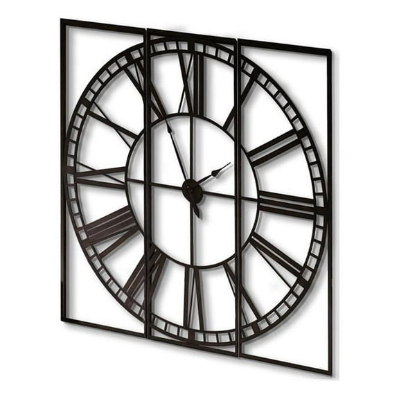 Pemberly Row 60" Square Oversized+ Industrial Wall Clock in Black Metal