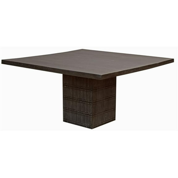 Pemberly Row 60" Square Solid Mango Wood Gathering Table in Antique Brown