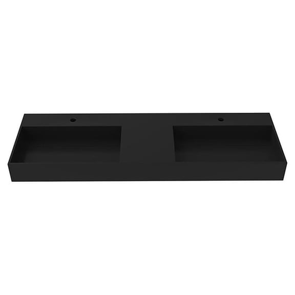 Pemberly Row 60" Stone Wall-Mounted Bathroom Sink in Matte Black