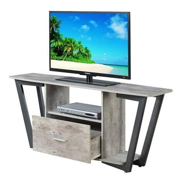 Pemberly Row 60" TV Stand Entertainment Console in Gray and Black