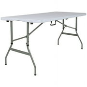 Pemberly Row 60" x 27" Plastic Bi-Fold Table in Granite White