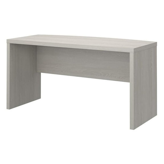 Pemberly Row 60W Bow Front Desk in Gray Sand - Engineered Wood