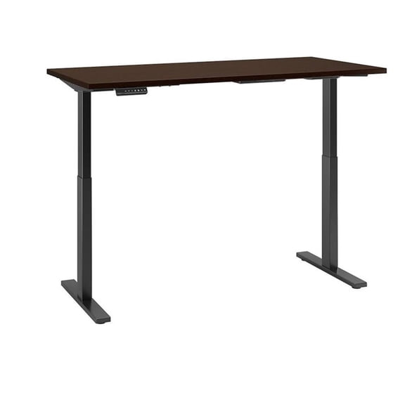 Pemberly Row 60W x 30D Adjustable Desk in Mocha Cherry - Engineered Wood