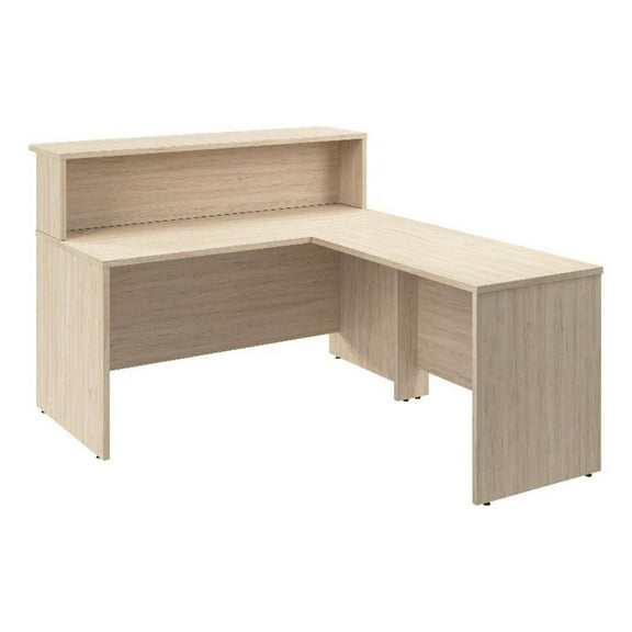 Pemberly Row 60W x 72D L Shaped Reception Desk in Natural Elm - Engineered Wood
