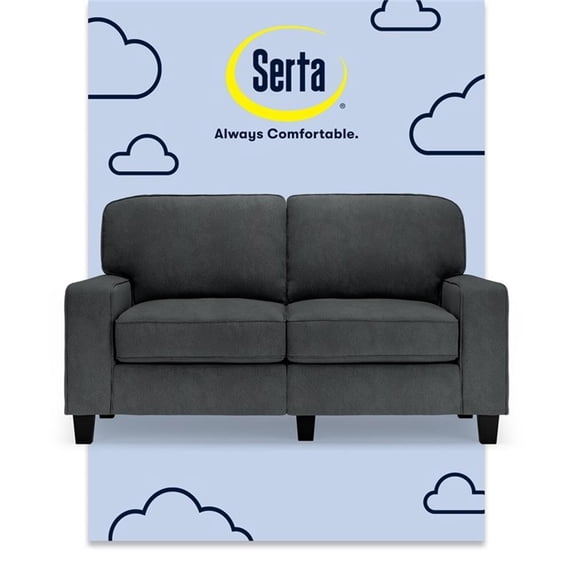 Pemberly Row 61" Track Arm Sofa Loveseat with Removable Covers Charcoal