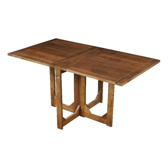 Pemberly Row 62" Rectangular Mango Wood Dining Table with Folding Top in Brown