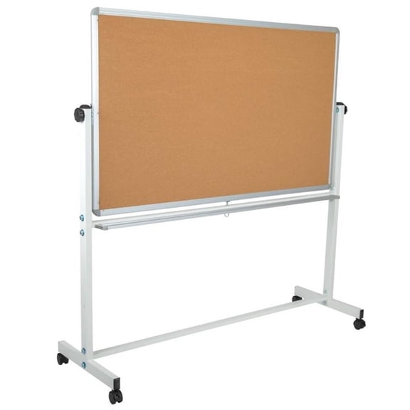 Pemberly Row 62" x 63" Reversible Cork Whiteboard in Natural White