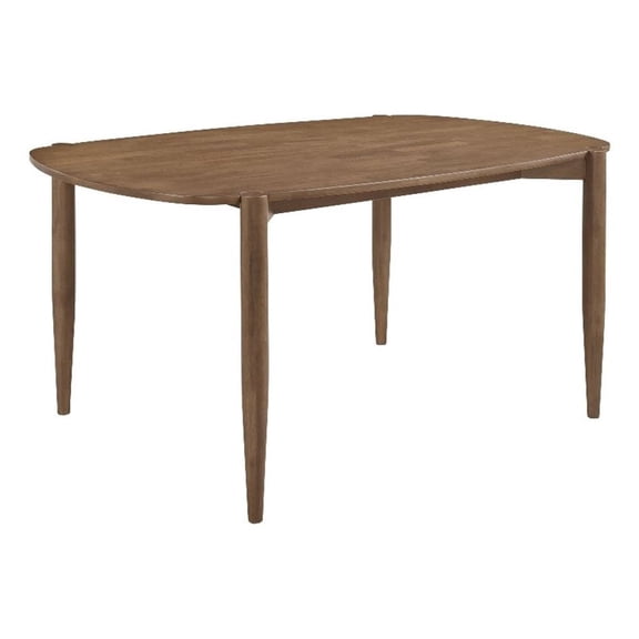Pemberly Row 63 Inch Dining Table Oval Top Tapered Legs in Walnut Brown Wood