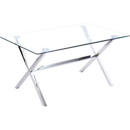 Pemberly Row 63" Modern Stainless Steel Dining Table in Silver