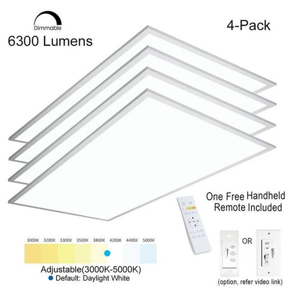 Pemberly Row 6300LM LED Commercial Flat Panel Ceiling Light - White (4pcs)