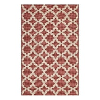 Pemberly Row 63x90.5" Moroccan Trellis Polypropylene Area Rug in Red and Beige