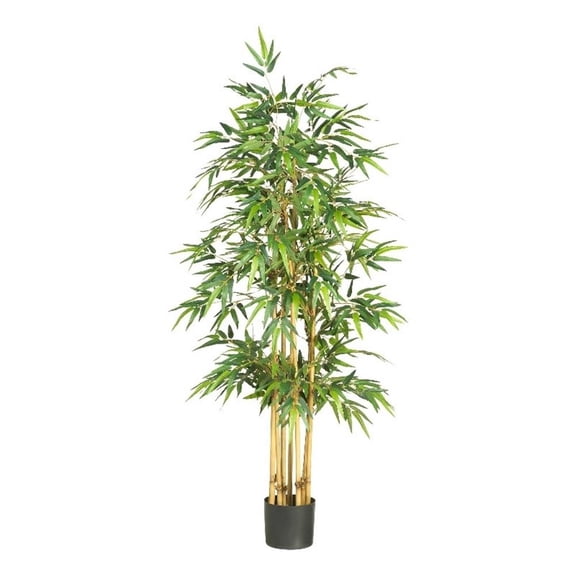 Pemberly Row 64" Bamboo Silk Tree with 1040 Leaves in Green/Black