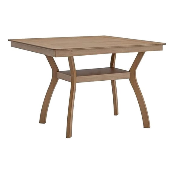 Pemberly Row 64" Rectangular Dining Table with Curved Legs & Open Shelf in Brown