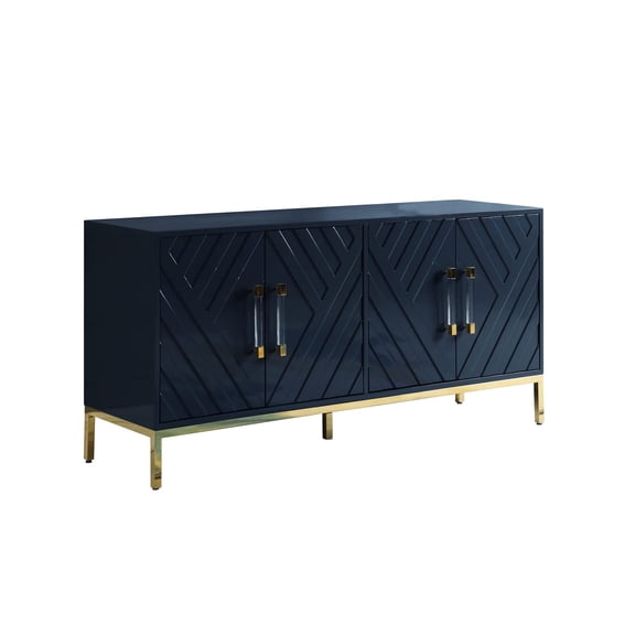 Pemberly Row 64" Transitional Wood Sideboard in Navy/Gold Plated
