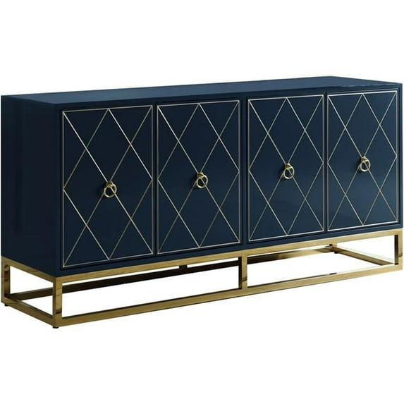 Pemberly Row 64" Transitional Wood Sideboard in Navy/Gold Plated