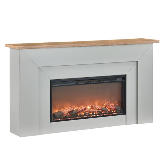 Pemberly Row 64" Wood Landscape Electric Fireplace in Gray