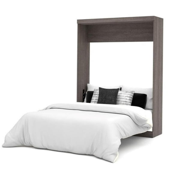Pemberly Row 65" Transitional Engineered Wood Queen Wall Bed in Bark Gray/White