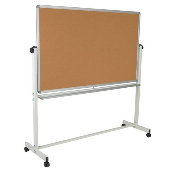 Pemberly Row 65" x 64" Reversible Cork Whiteboard in Natural White
