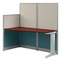 Pemberly Row 65W Straight Cubicle Desk in Hansen Cherry - Engineered Wood