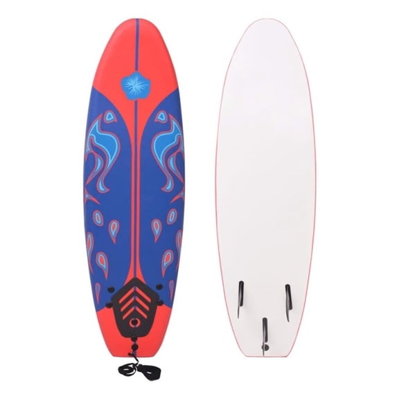 Pemberly Row 66.9" Plastic Surfboard in Blue and Red (Multi-Color)