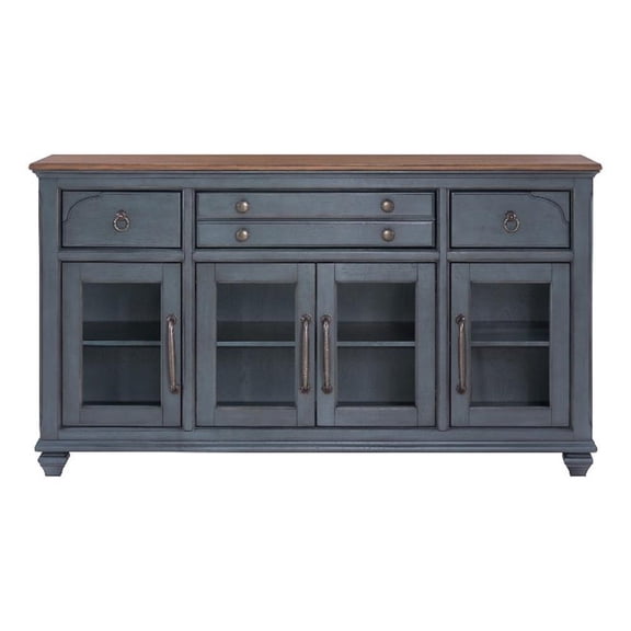Pemberly Row 66" Farmhouse Sideboard Server with Storage in Blue