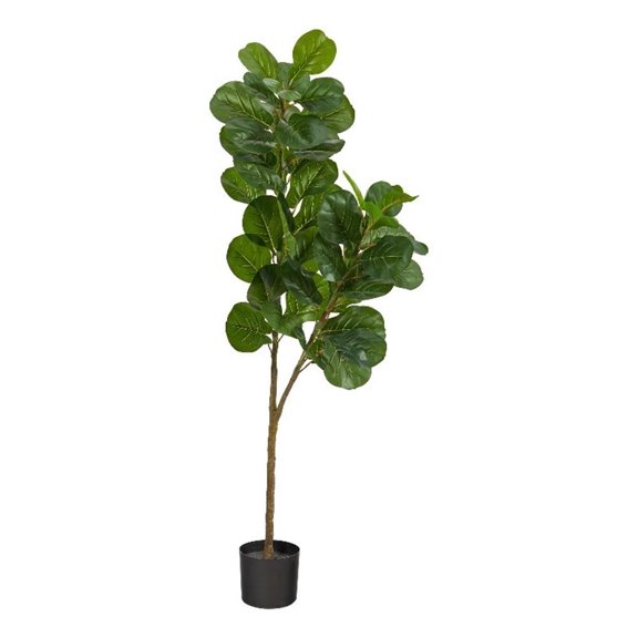 Pemberly Row 66" Fiddle Leaf Fig Artificial Tree in Green/Black
