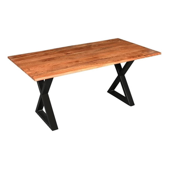 Pemberly Row 67" Dining Table with Faux Live Edge Acacia Top in Brown