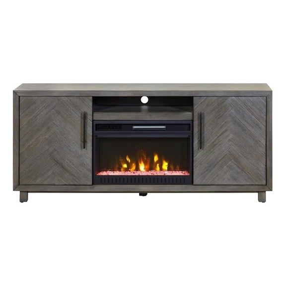Pemberly Row 67" Fireplace Console Entertainment Fully Assembled Gray