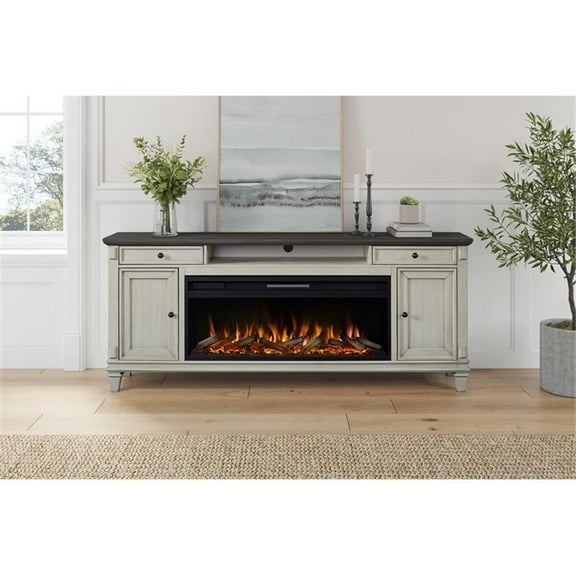 Pemberly Row 67" Fireplace Console Entertainment Fully Assembled White