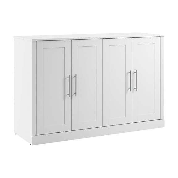 Pemberly Row 69" Modern Engineered Wood Full Cabinet Bed with Mattress in White