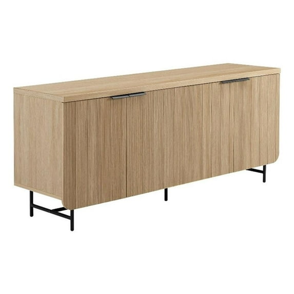 Pemberly Row 69" Scandinavian 4 Door Wood Sideboard - Oak / Black